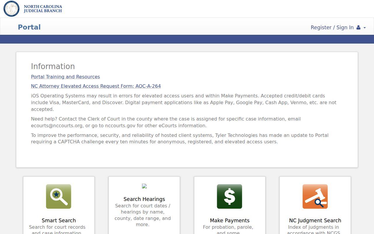Surry County docket search North Carolina Portal home interface