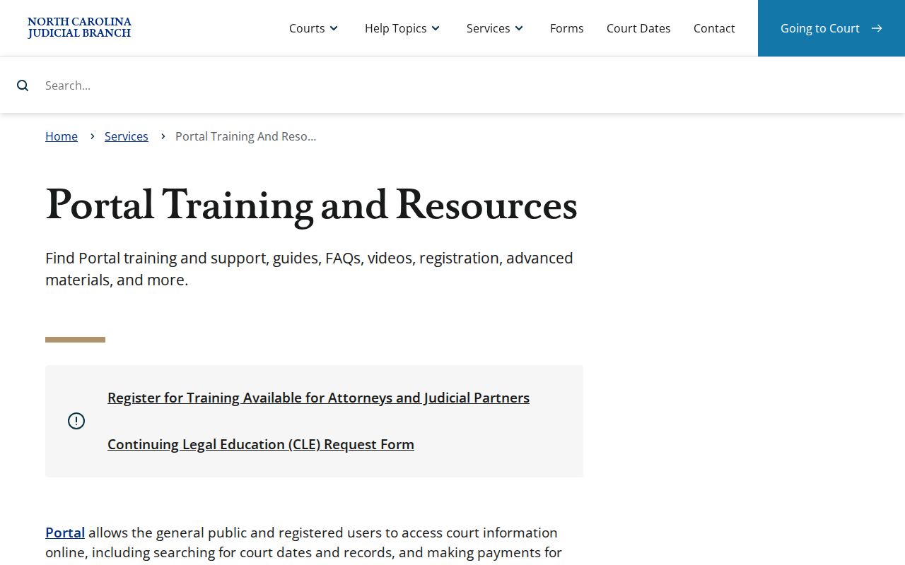 Surry County case search North Carolina Portal training resources