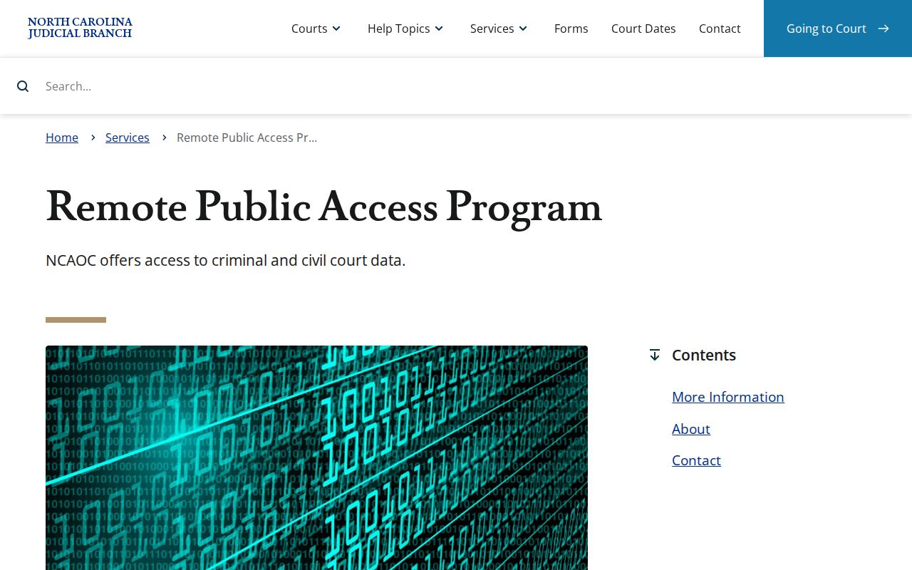 Surry County court calendar North Carolina remote public access program