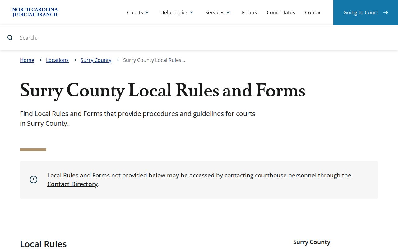 Elkin court records context from Surry County local rules and forms source