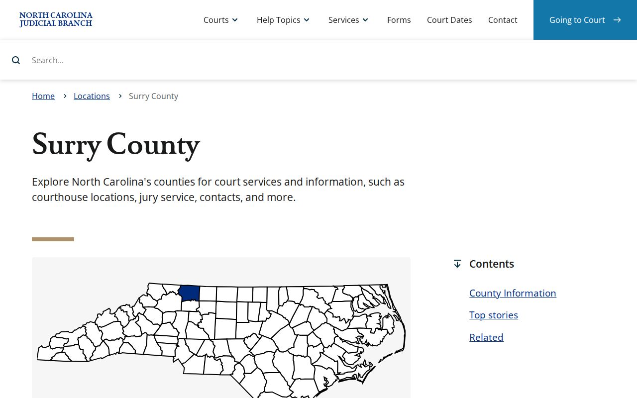 Surry County court docket official court landing page