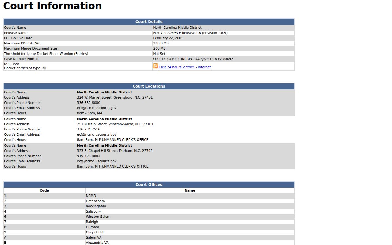 Surry County court docket federal CM ECF court information