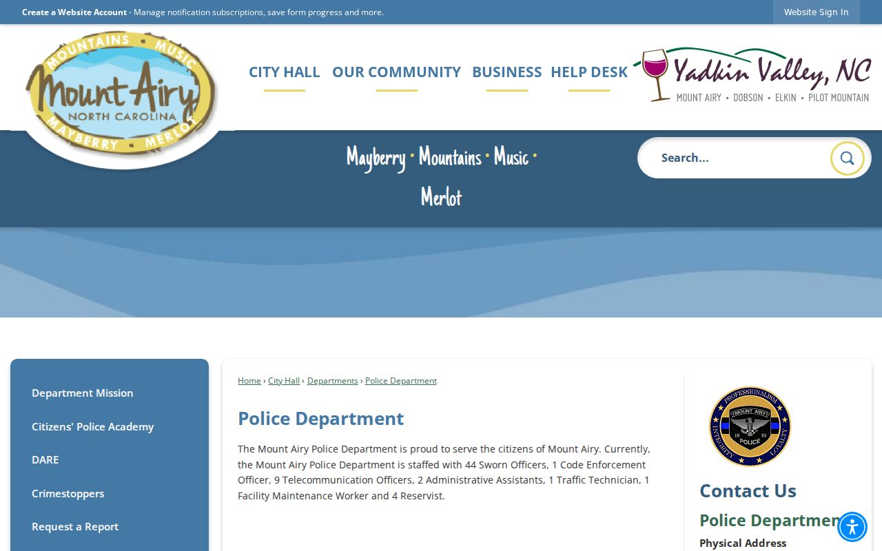 Mount Airy court records distinction with Mount Airy Police Department source