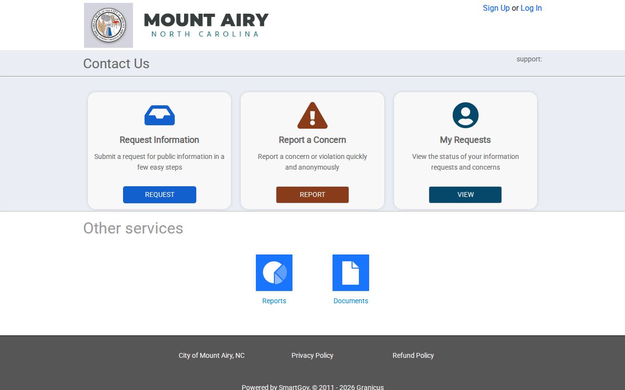 Mount Airy court records boundary shown by official SmartGov public portal