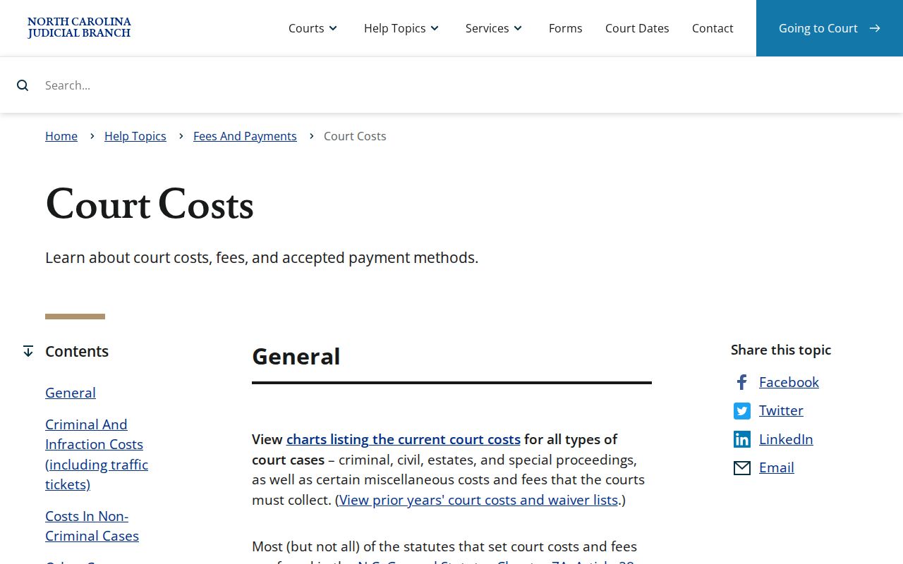 Surry County traffic court record payment and court cost source