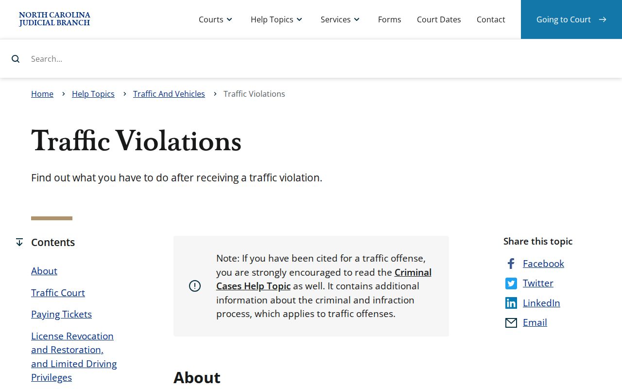 Surry County traffic court record citation guidance source